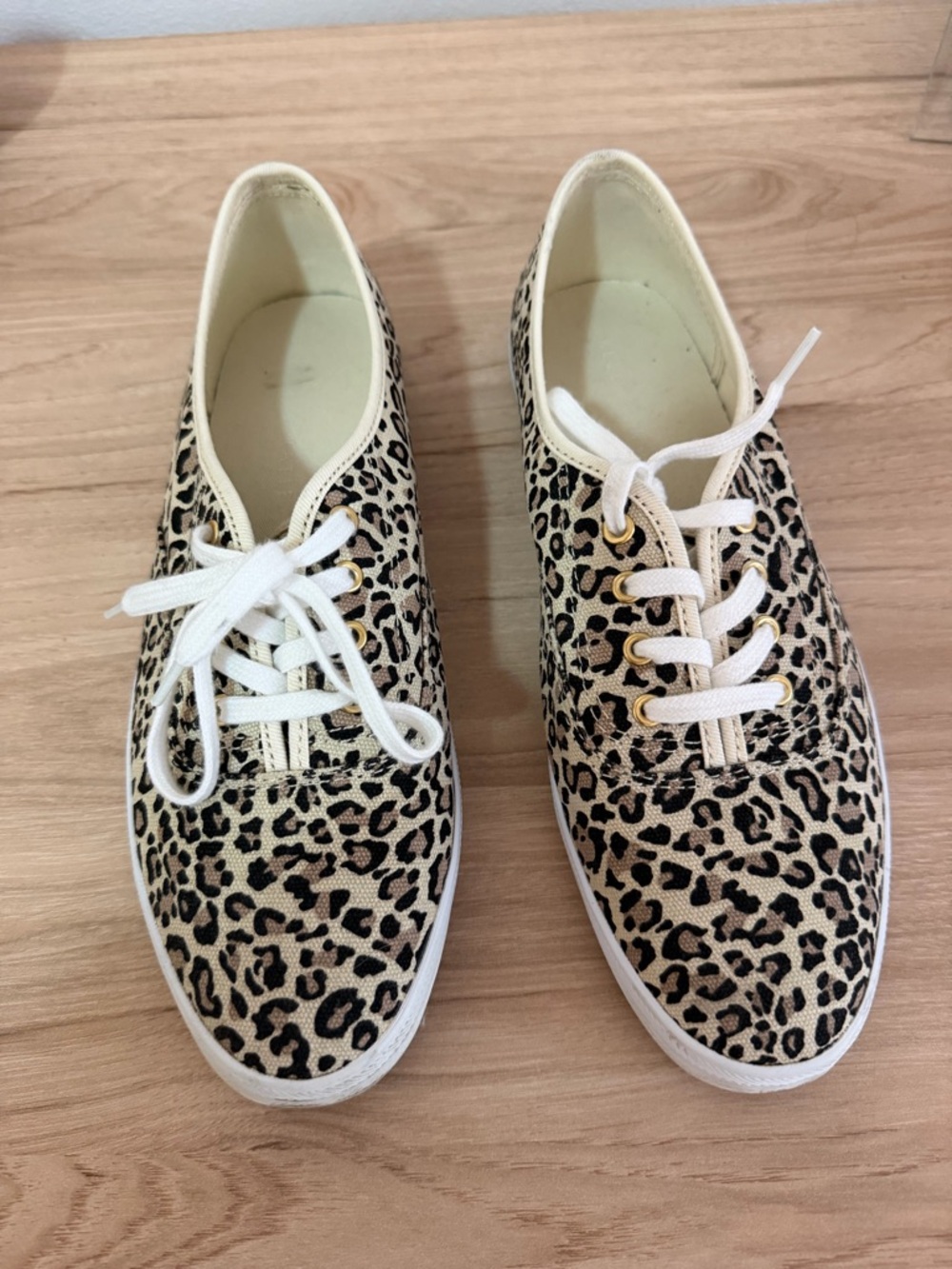 Kelly & Katie Leopard-Print Canvas Sneakers in Beige and Black